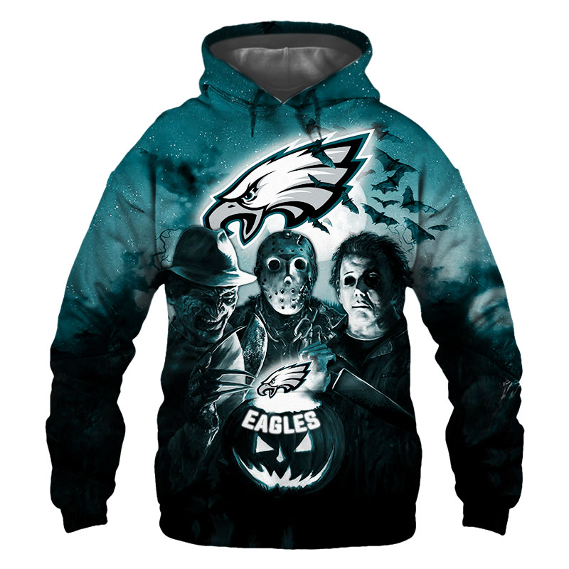 Philadelphia Eagles Hoodie 3D Halloween Horror night gift for fans