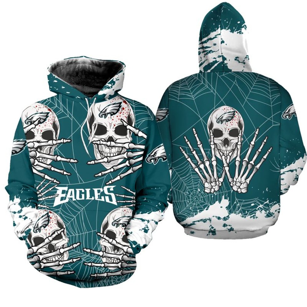 Philadelphia Eagles Hoodie skull for Halloween graphic