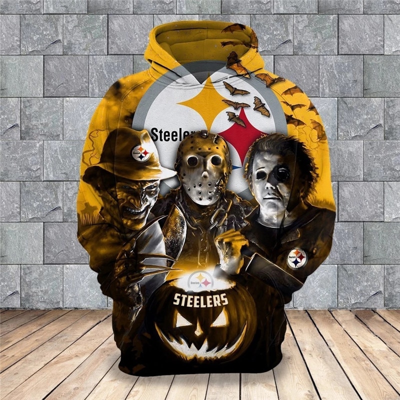 Pittsburgh Steelers Hoodie 3D cheap Horror night Halloween Pullover NFL