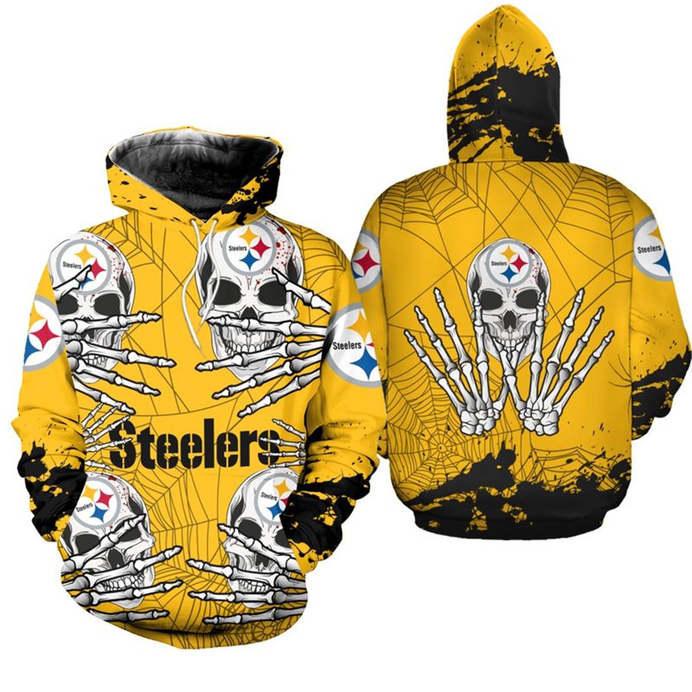 Pittsburgh Steelers Hoodie skull for Halloween graphic