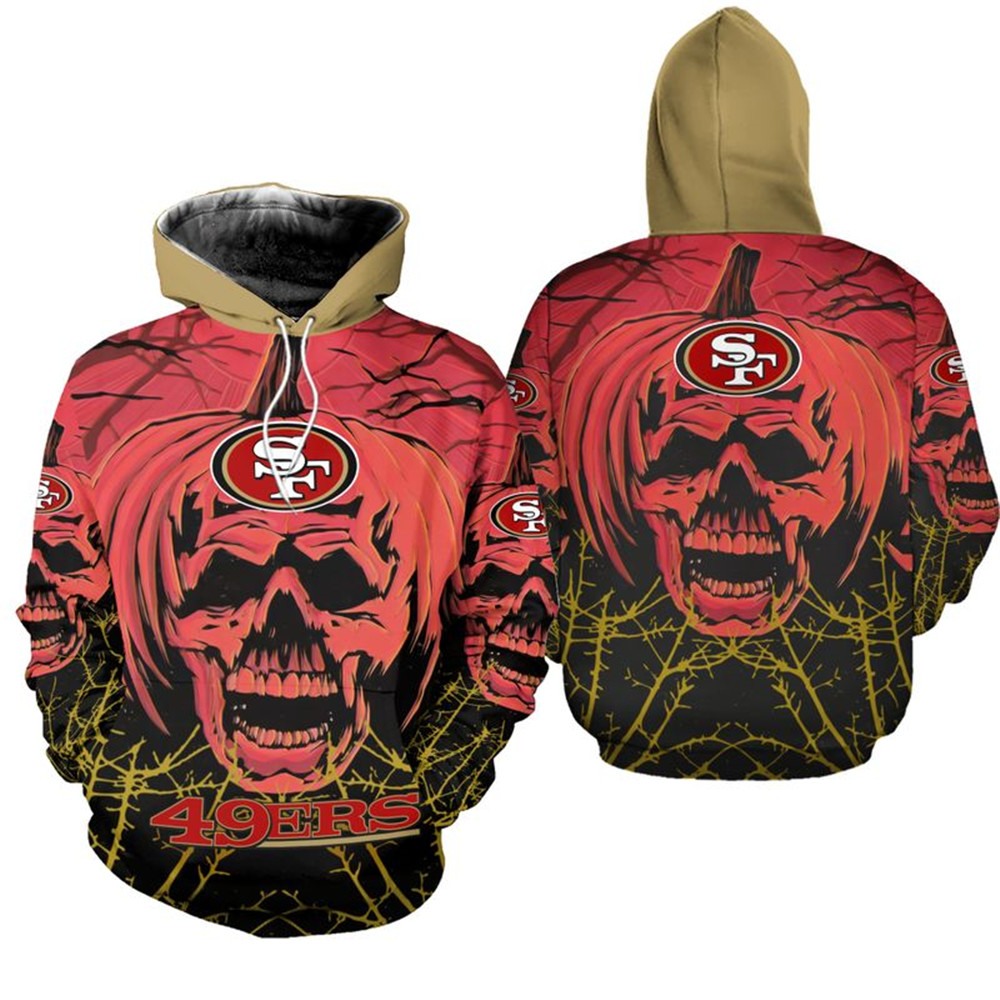 San Francisco 49ers Hoodie Halloween pumpkin skull print sweatshirt
