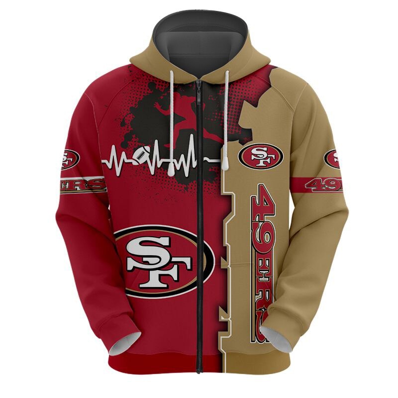 San Francisco 49ers Hoodie graphic heart ECG line