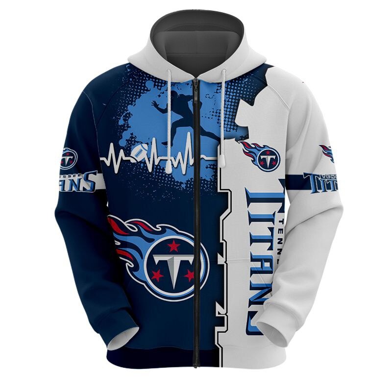 Tennessee Titans Hoodie graphic heart ECG line