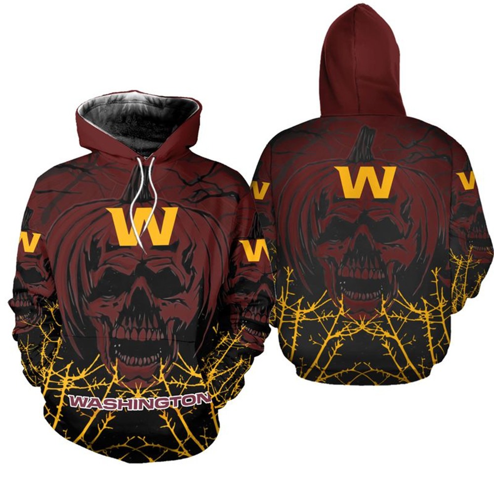 Washington Football Team Hoodie Halloween pumpkin skull print sweatshirt