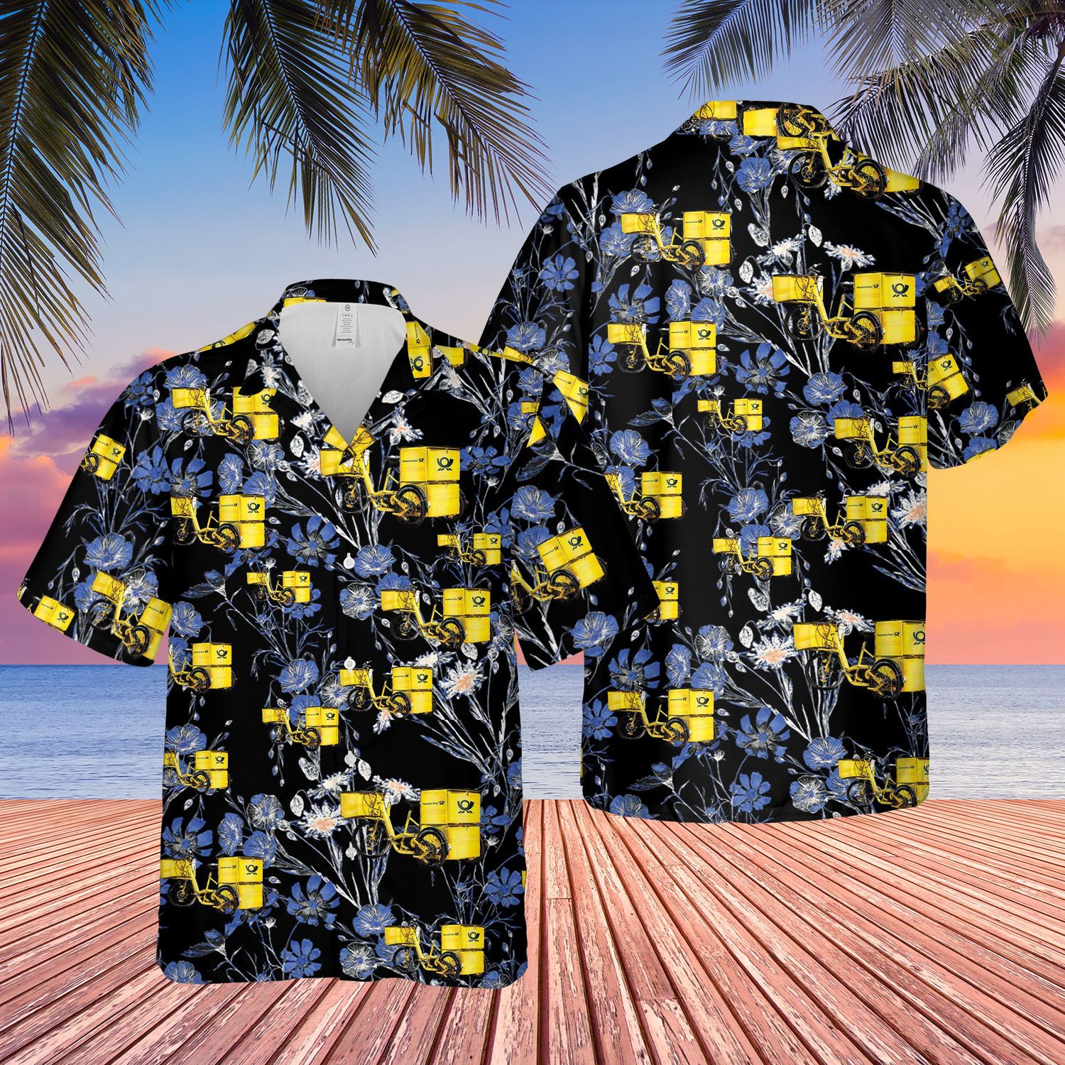 German Deutsche Post Blue High Quality Unisex Hawaiian Shirt