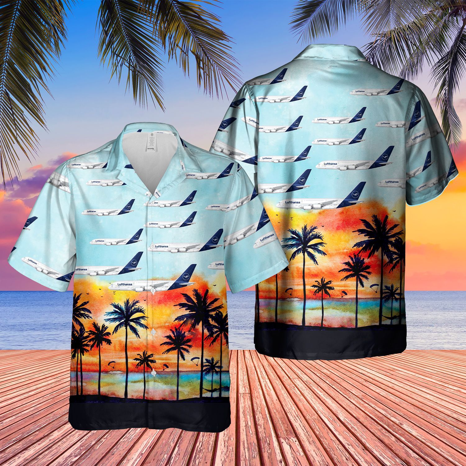 German Lufthansa Plane Blue Awesome Design Unisex Hawaiian Shirt