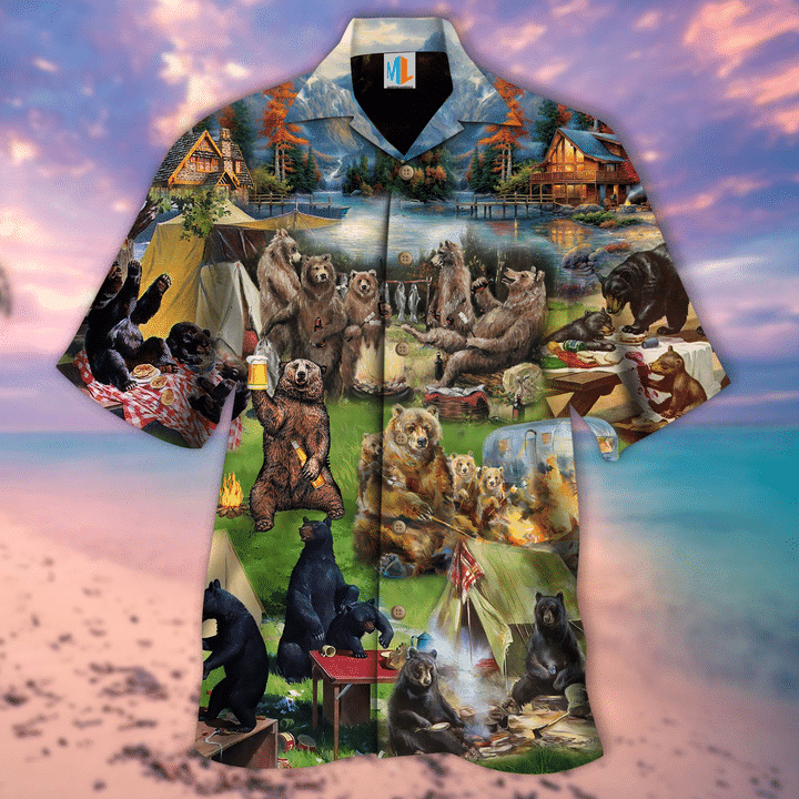 Go Camping Worst Case Scenario Bears Eat You Colorful Unisex Hawaiian Shirt