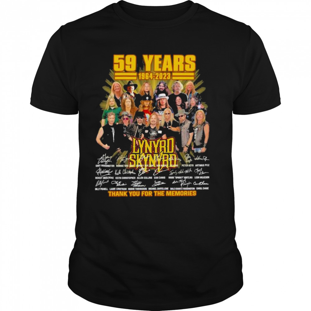 Lynyrd Skynyrd 59 years of 1964 – 2023 thank you for the memories signatures shirt