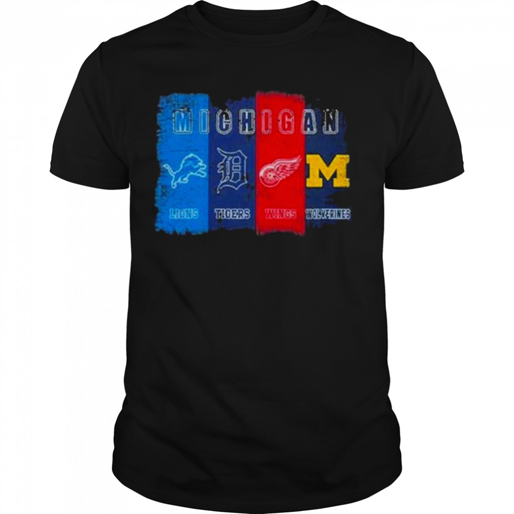 Michigan Sports Lions Tigers Wings Wolverines 2023 Shirt