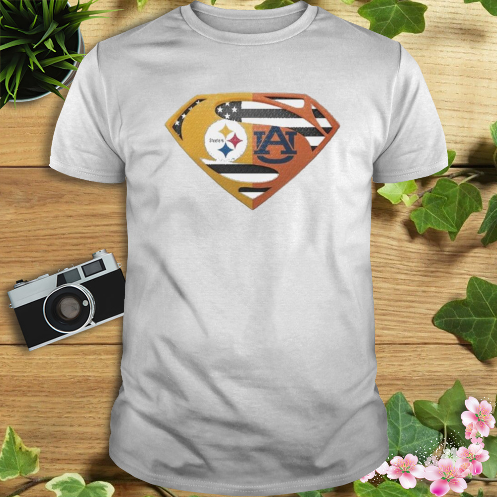 Original Pittsburgh Steelers Auburn Cleveland Tigers Superman Logo Us Flag Shirt