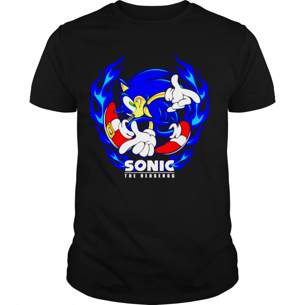 Sonic blue flame the hedgehog shirt