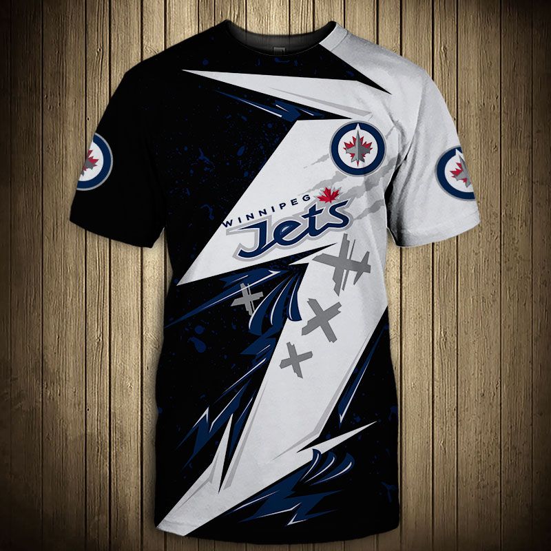 Winnipeg Jets T-shirt 3D thunder design short Sleeve
