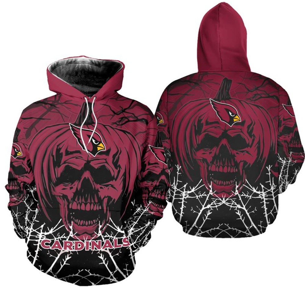 Arizona Cardinals Hoodie Halloween pumpkin skull print sweatshirt