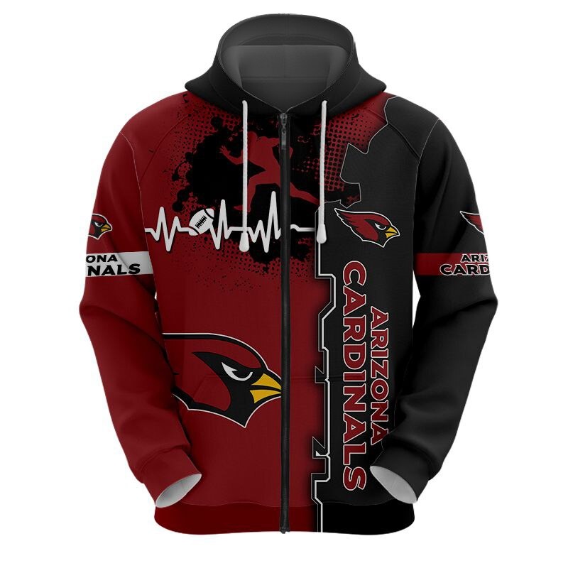Arizona Cardinals hoodie graphic heart ECG line