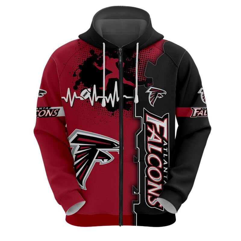 Atlanta Falcons Hoodie graphic heart ECG line