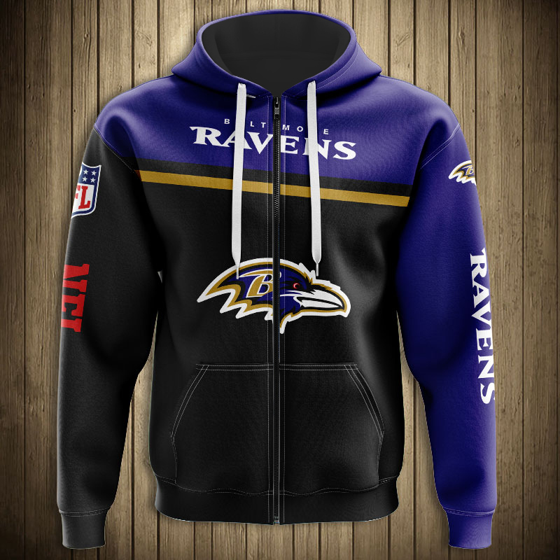 Baltimore Ravens 3D Skull Zip Hoodie Pullover Sweatshirt for fans
