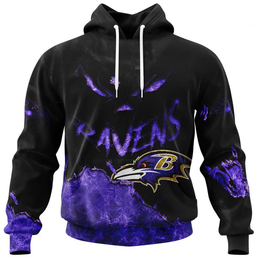 Baltimore Ravens Hoodie 3D devil eyes gift for fans
