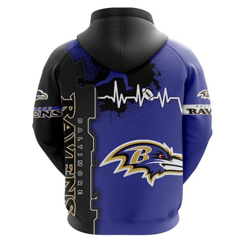 Baltimore Ravens Hoodie graphic heart ECG line