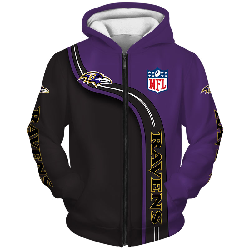 Baltimore Ravens Zip Hoodie 3D cute Sweatshirt Pullover gift for fans