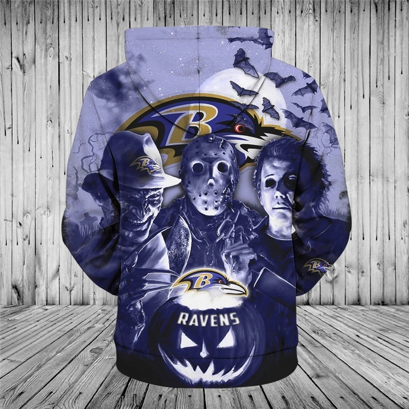 Baltimore Ravens hoodie 3D cheap Horror night Halloween Pullover NFL