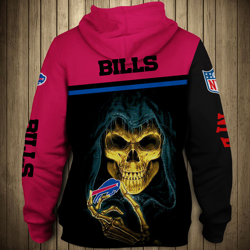 Buffalo Bills 3D Skull Zip Hoodie Pullover Sweatshirt for fans
