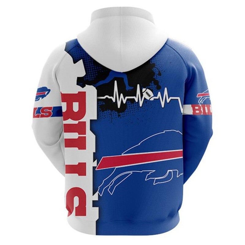 Buffalo Bills Hoodie graphic heart ECG line