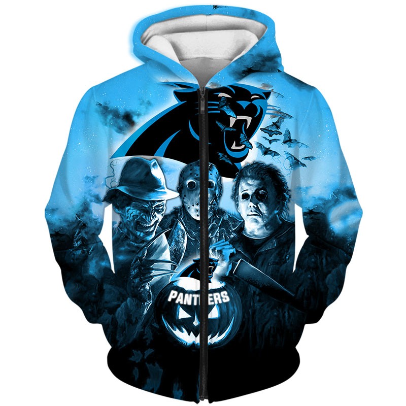 Carolina Panthers Hoodie 3D Halloween Horror night gift for fans