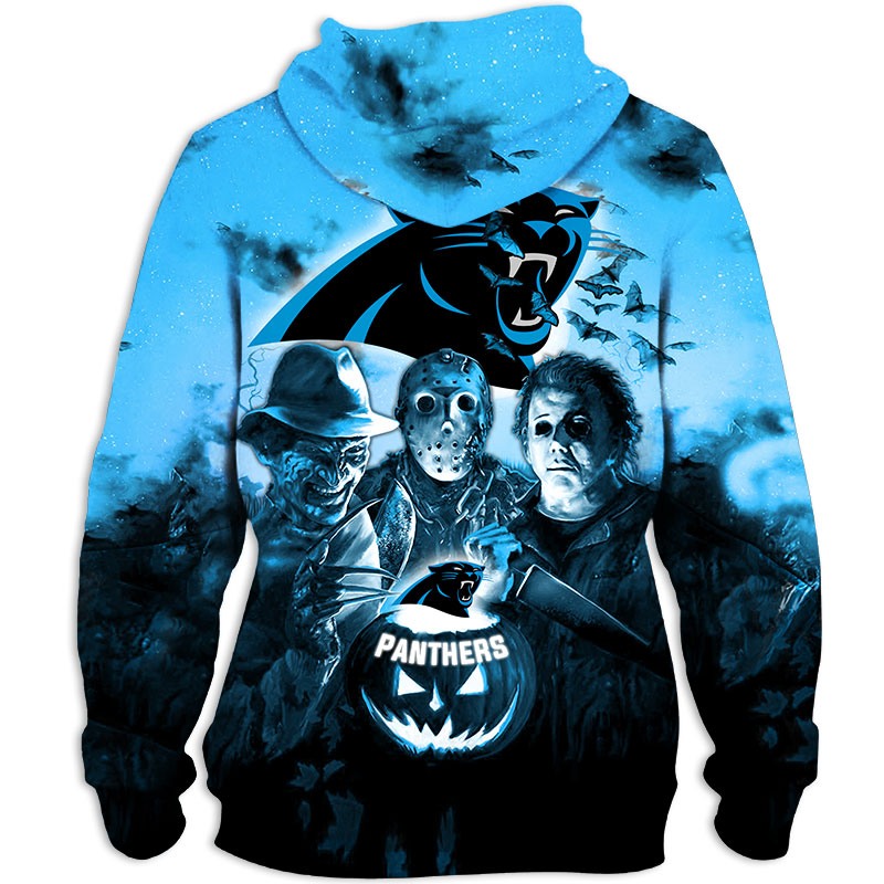 Carolina Panthers Hoodie 3D Halloween Horror night gift for fans