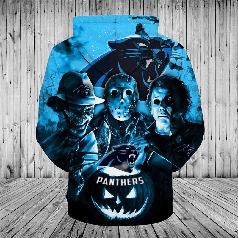 Carolina Panthers hoodie 3D cheap Horror night Halloween Pullover NFL