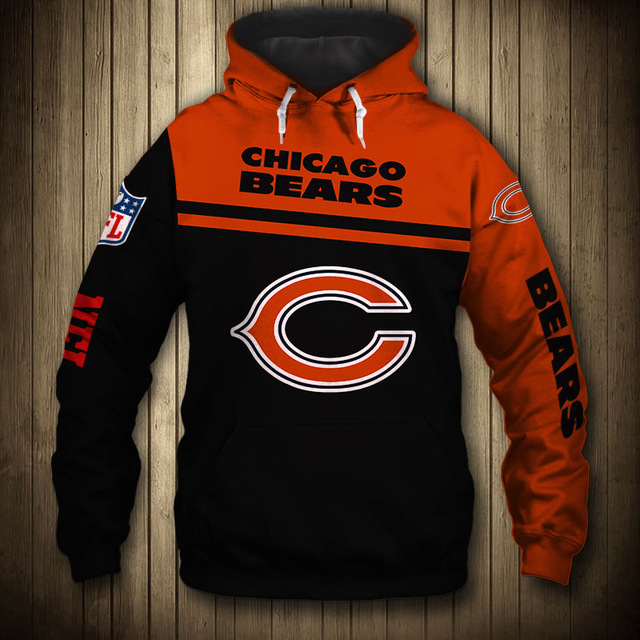 Chicago Bears 3D Skull Zip Hoodie Pullover Sweatshirt for fans