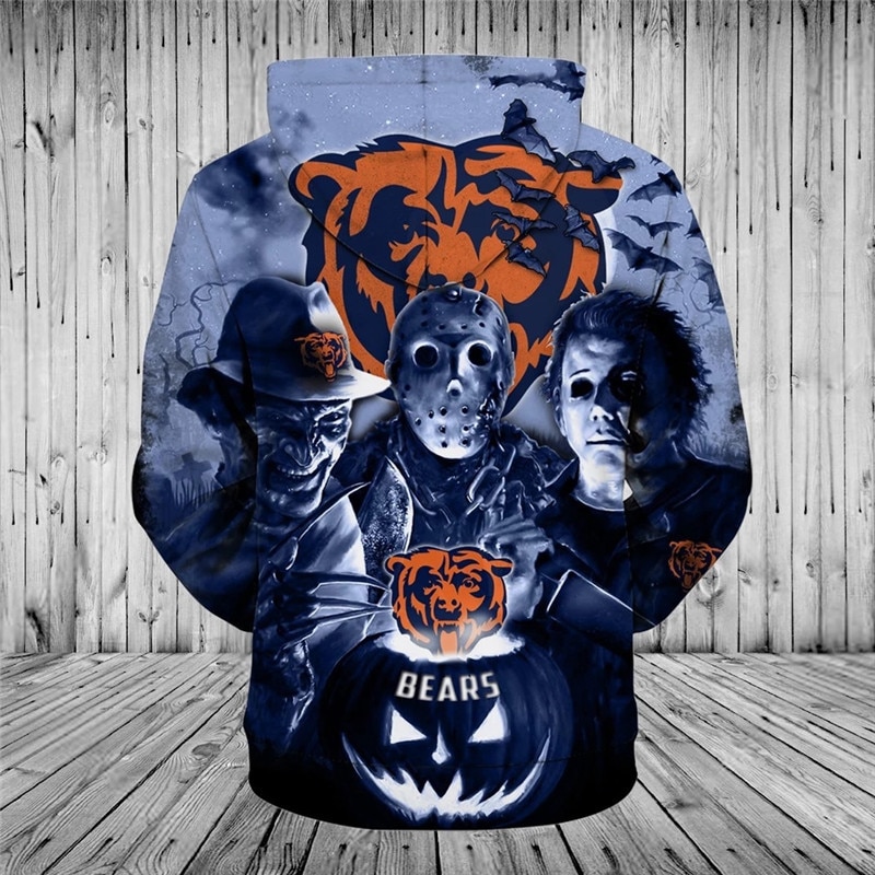 Chicago Bears Hoodie 3D cheap Horror night Halloween Pullover NFL