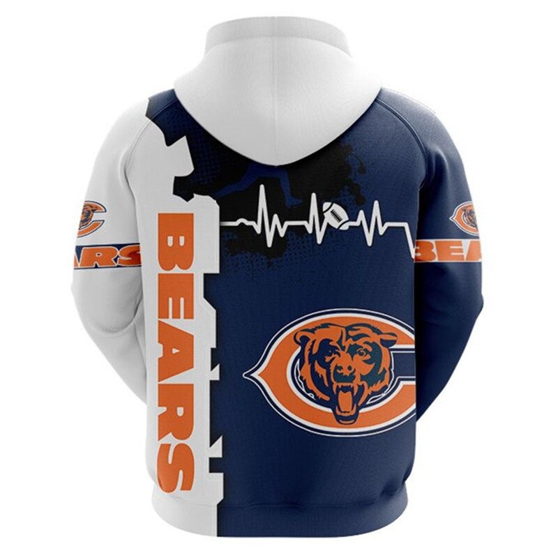 Chicago Bears hoodie graphic heart ECG line