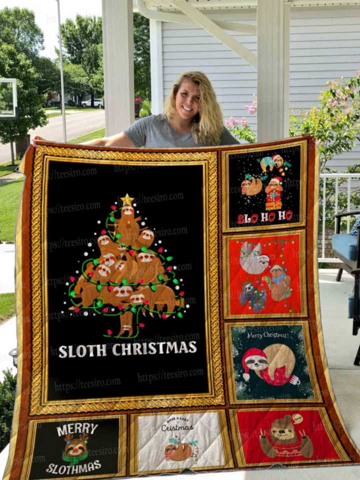 Christmas Sloth 3D Quilt Blanket