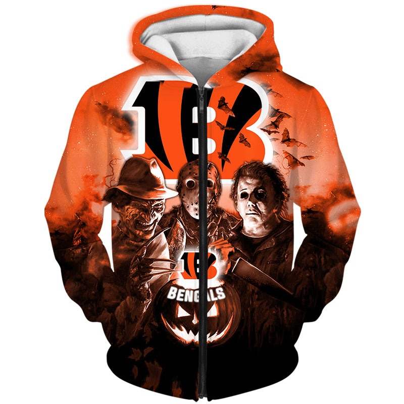 Cincinnati Bengals Hoodie 3D Halloween Horror night gift for fans
