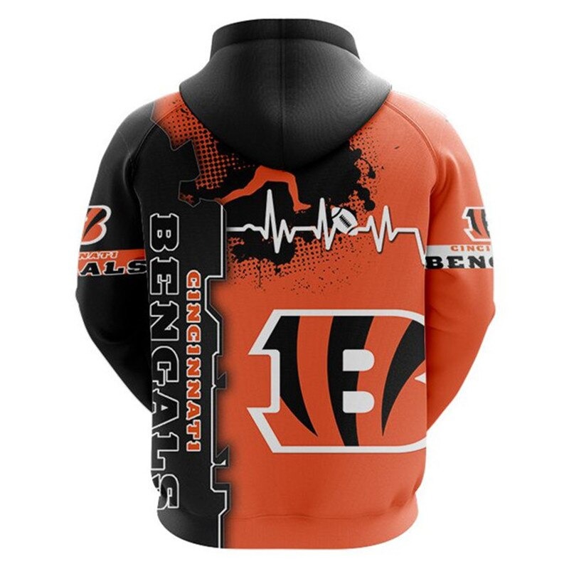 Cincinnati Bengals Hoodie graphic heart ECG line