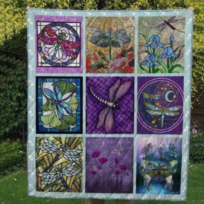 Colorful Dragonfly Washable Handmade 3D Customized Quilt Blanket