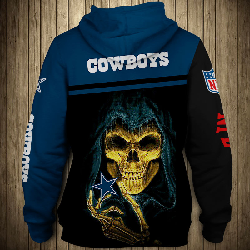 Dallas Cowboys 3D Skull Zip Hoodie Pullover Sweatshirt for fans