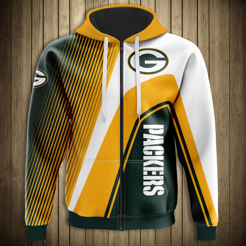 Green Bay Packers 3D Zip Hoodie cheap Sweatshirt Pullover NFL