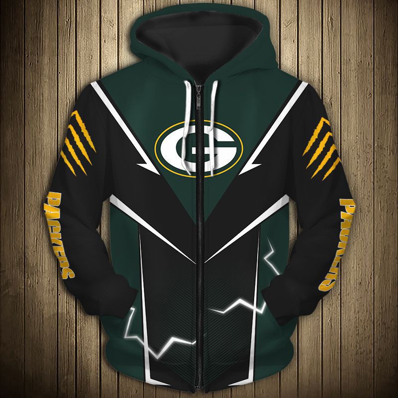 Green Bay Packers Hoodie lightning graphic gift for men
