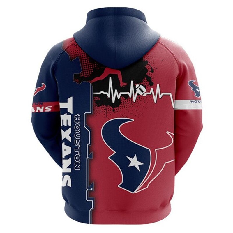 Houston Texans Hoodie graphic heart ECG line