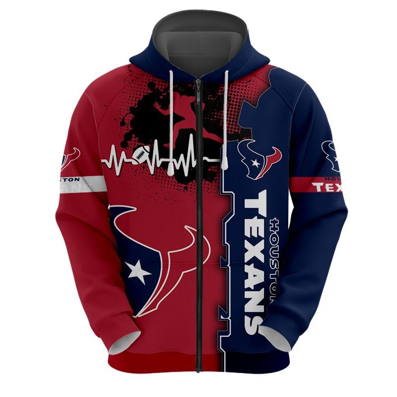 Houston Texans Hoodie graphic heart ECG line