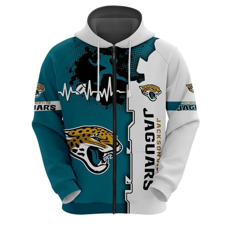 Jacksonville Jaguars Hoodie graphic heart ECG line