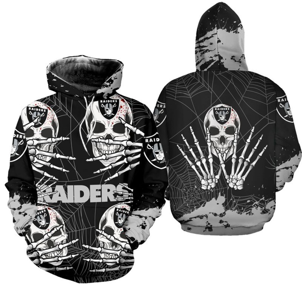 Las Vegas Raiders Hoodie skull for Halloween graphic
