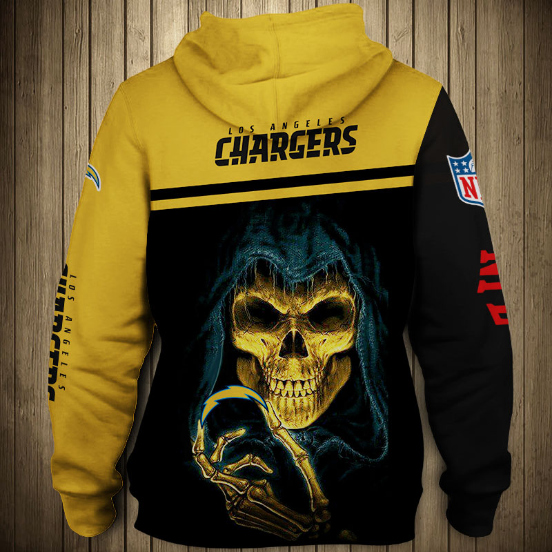 Los Angeles Chargers 3D Skull Zip Hoodie Pullover Sweatshirt for fans