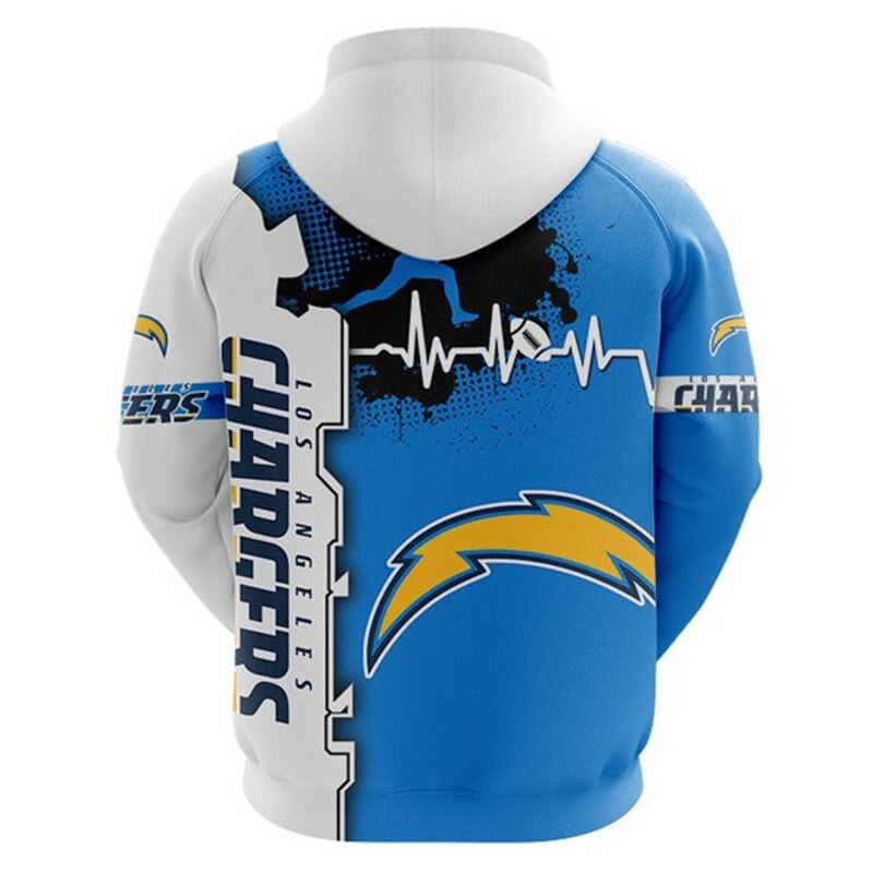 Los Angeles Chargers Hoodie graphic heart ECG line
