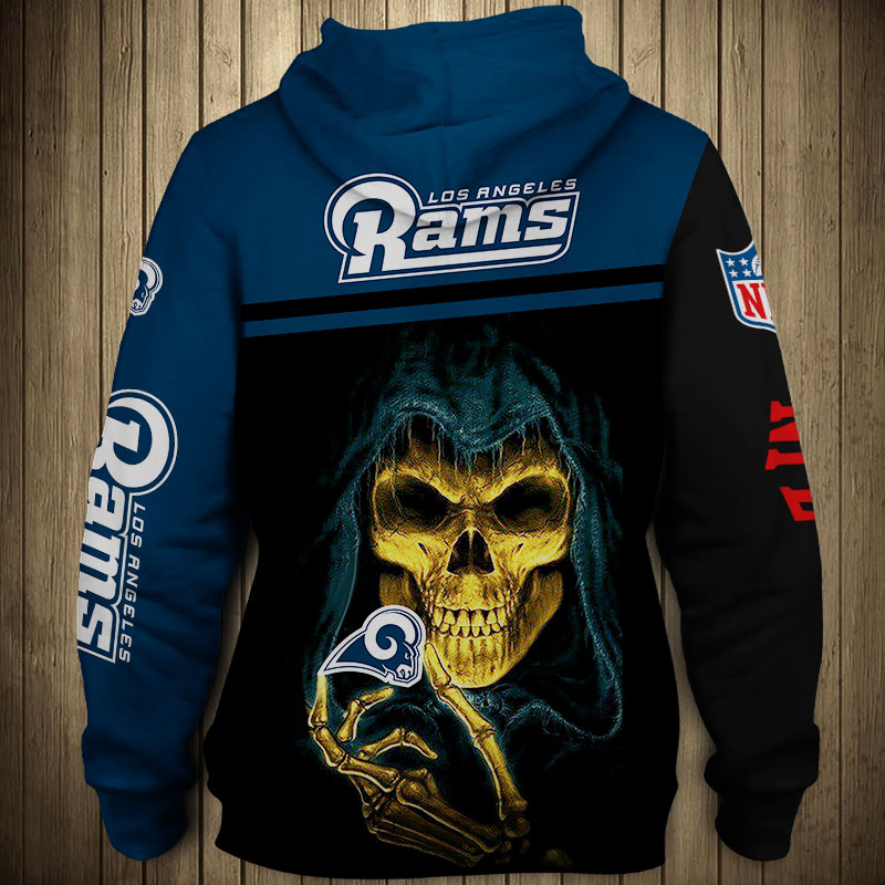 Los Angeles Rams 3D Skull Zip Hoodie Pullover Sweatshirt for fans