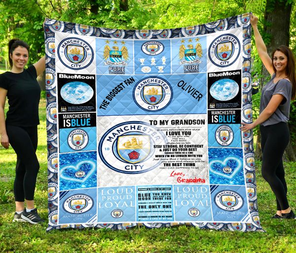 Manchester City – To My Grandson – Love Grandmom Quilt Blanket