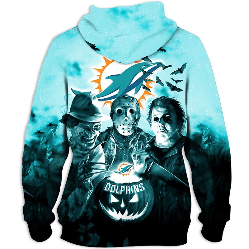 Miami Dolphins Hoodie 3D Halloween Horror night gift for fans