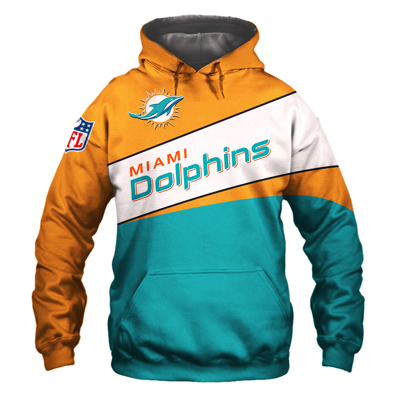 Miami Dolphins Zip Hoodie 3D Long Sleeve Pullover new season