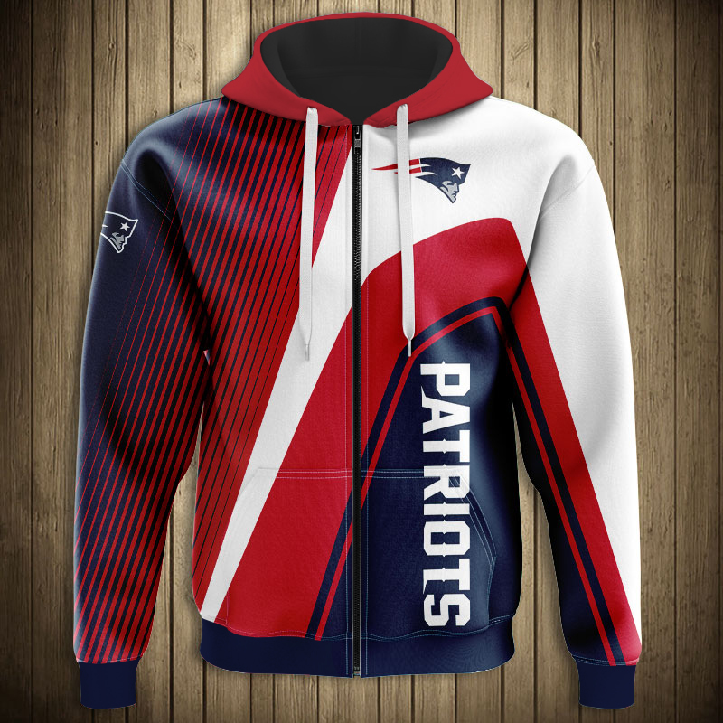 New England Patriots 3D Zip Hoodie cheap Sweatshirt Pullover NFL